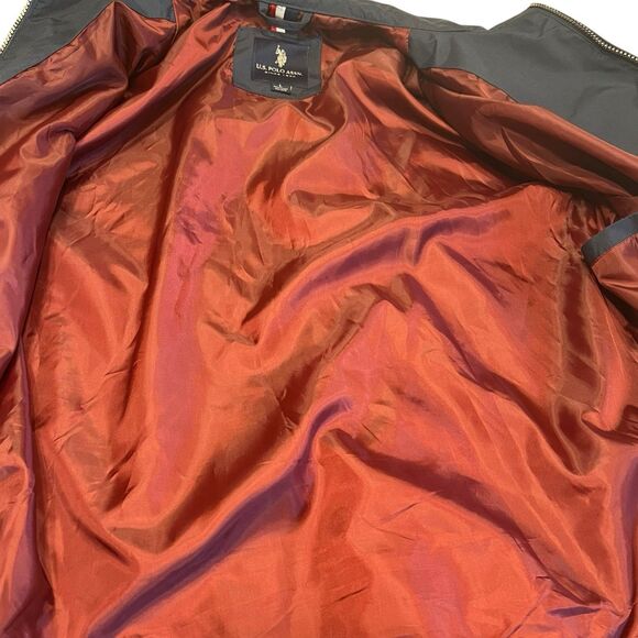 U.S. Polo Assn Navy Jacket Men’s L Preppy Windbreaker Burgundy Lining Pocket - Picture 9 of 16